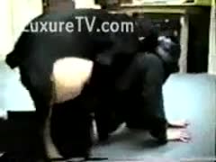 An beast fucking a filthy housewife at work